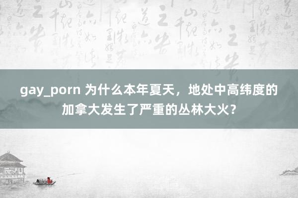 gay_porn 为什么本年夏天，地处中高纬度的加拿大发生了严重的丛林大火？