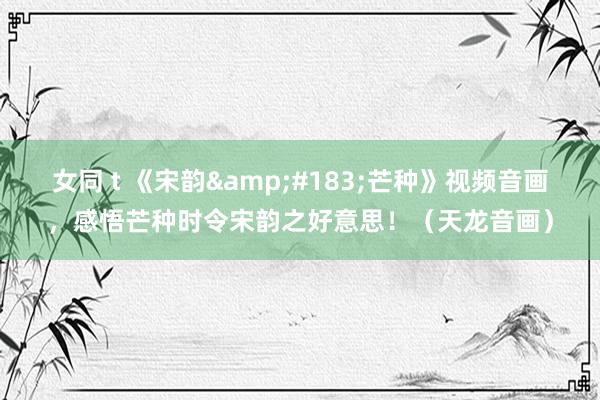女同 t 《宋韵&#183;芒种》视频音画，感悟芒种时令宋韵之好意思！（天龙音画）