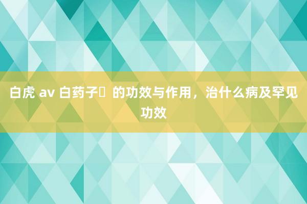 白虎 av 白药子​的功效与作用，治什么病及罕见功效