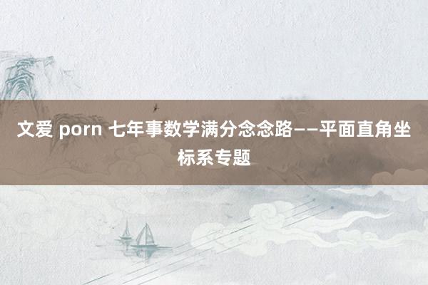 文爱 porn 七年事数学满分念念路——平面直角坐标系专题